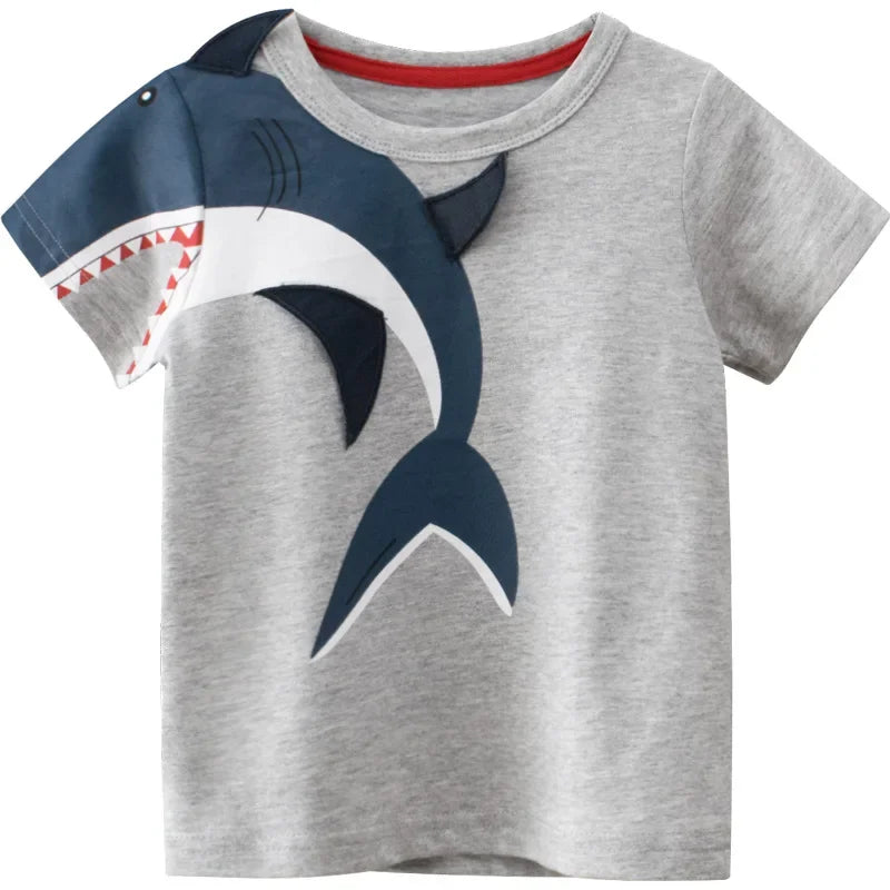 2 3 4 5 6 7 8 9 Years Boys Short Sleeve T-shirts Korean Version Kids Clothing Children Cotton Tees Summer Cartoon Tops