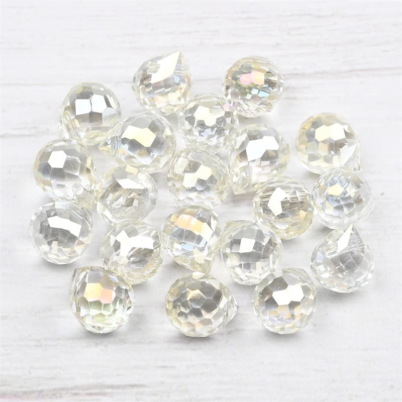 Austria Pear Shape Crystal Faceted Beads 10Mm Assorted Glass Spacer Chandelier Beads for Wedding Diy Necklace Bracelet Earring