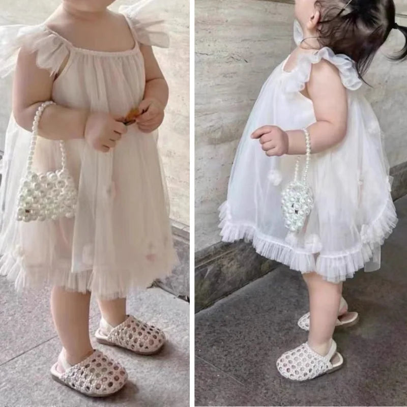 Baby Girls Shoes Braided Sandals for Girls Kids Fashion Hollow Out Leather Shoe Soft Sole Retro Princess Slippers Beach Shoes