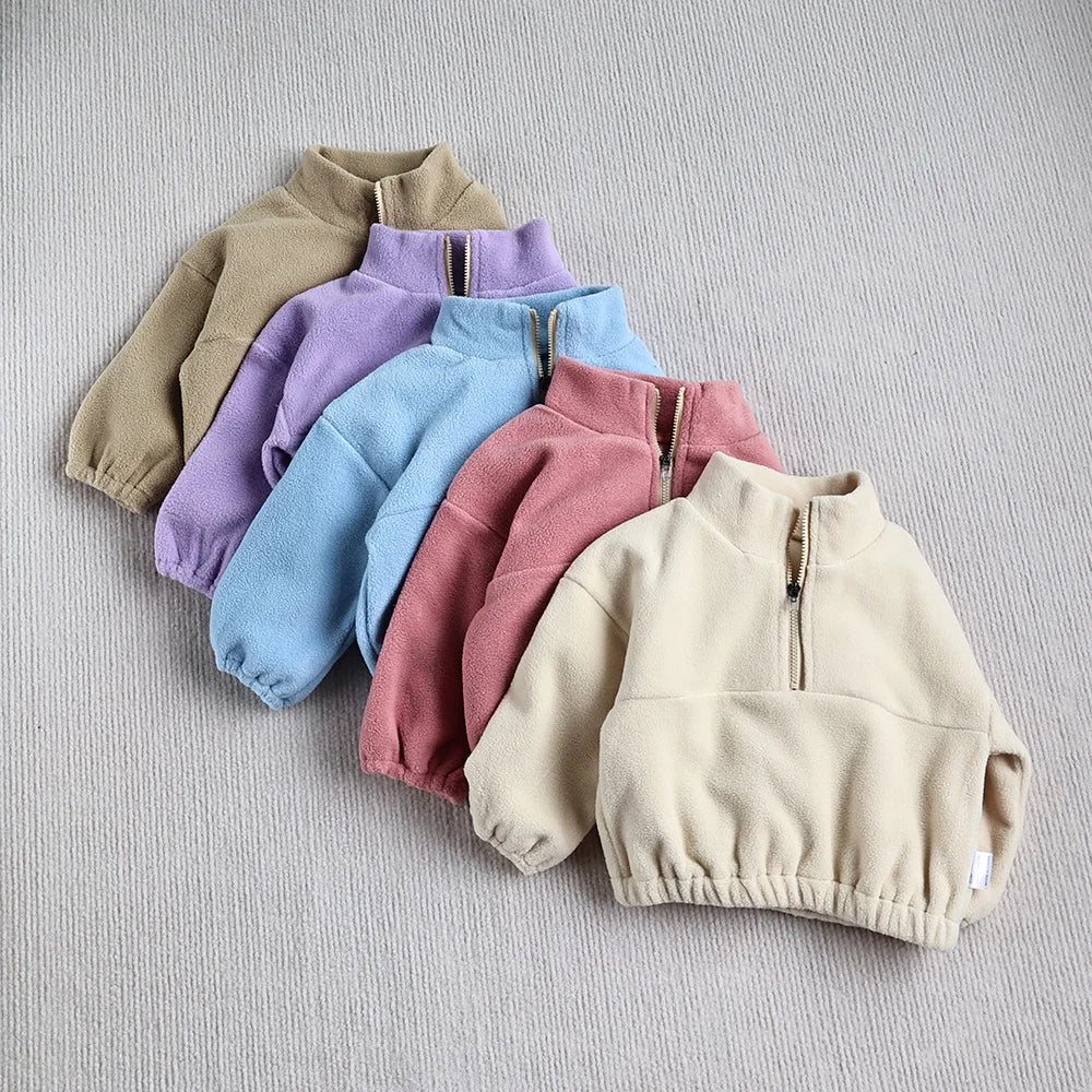 MILANCEL New Autumn Baby Sports Suit Toddler Fleece Solid Color Hoodies Suit Infant Outfit 2PCS