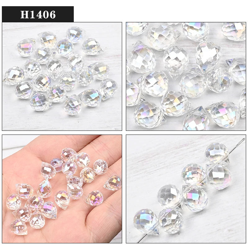 Austria Pear Shape Crystal Faceted Beads 10Mm Assorted Glass Spacer Chandelier Beads for Wedding Diy Necklace Bracelet Earring