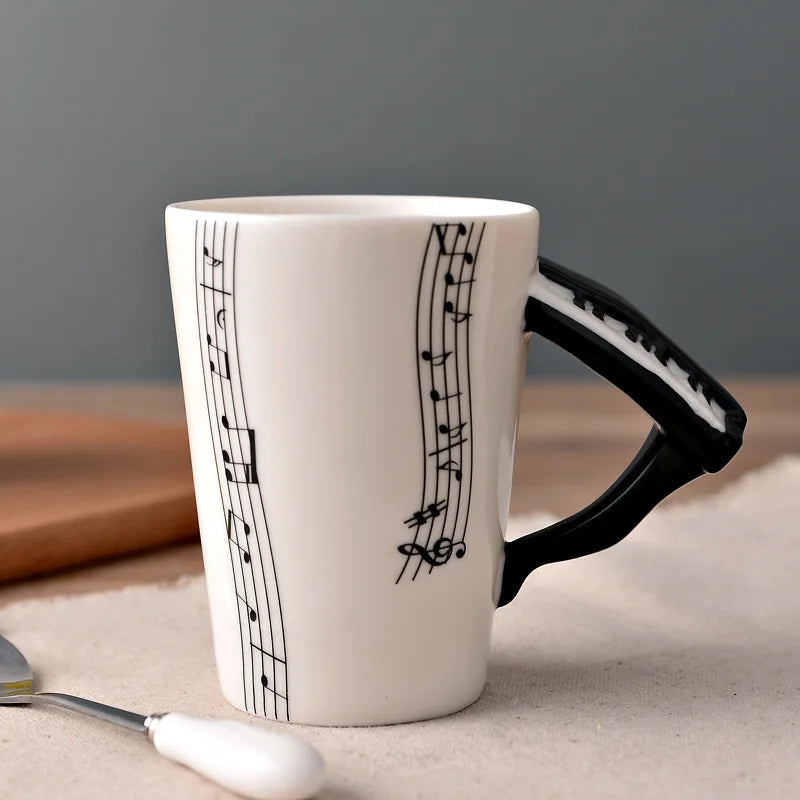 Novelty Music Note Cup Ceramic Guitar Coffee Mugs Personality Tea/Milk/Juice/Lemon Water Bottle Christmas Birthday Gift