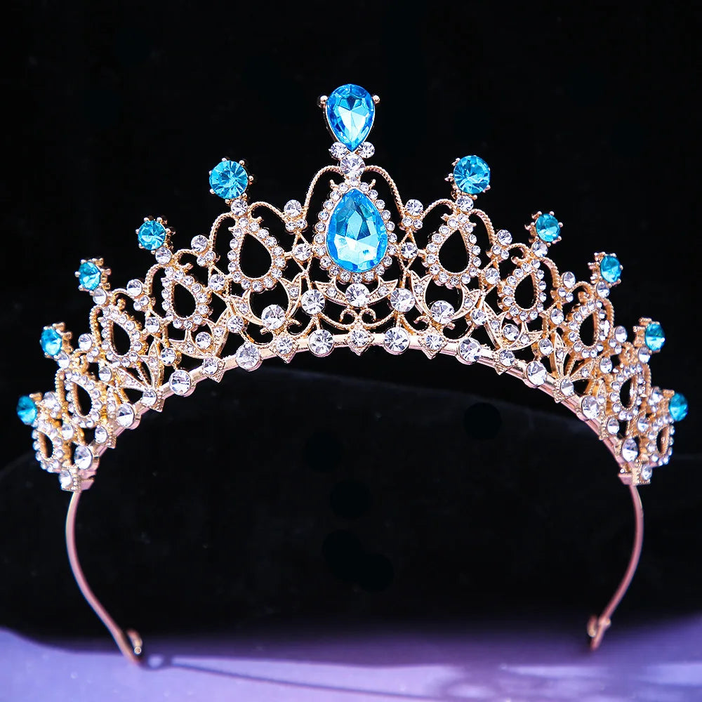 DIEZI Baroque Princess Queen Bridal Crown Purple Crystal Tiara For Women Wedding Vintage Crown Hair Dress Accessories Jewelry