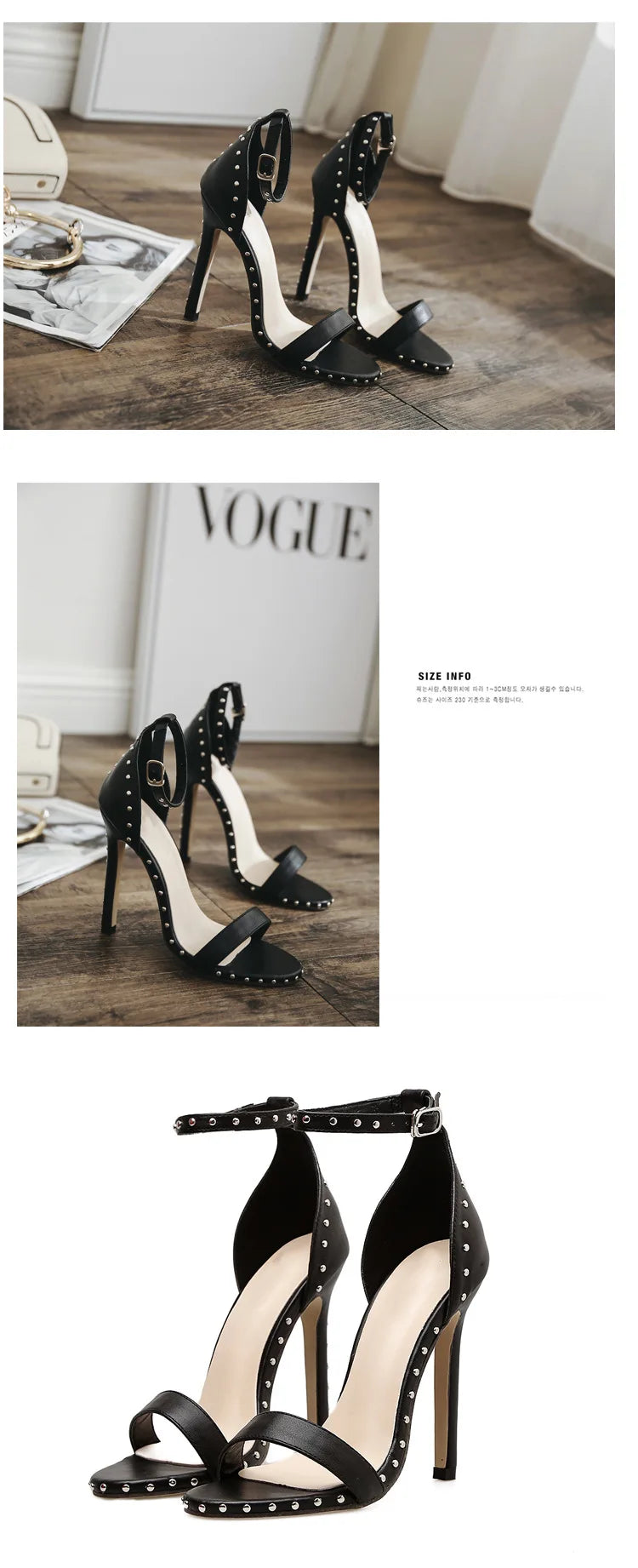 Sexy Rivet Thin Heels Women's Sandals with Breathable Ankle Straps for Party High Heels Sandal