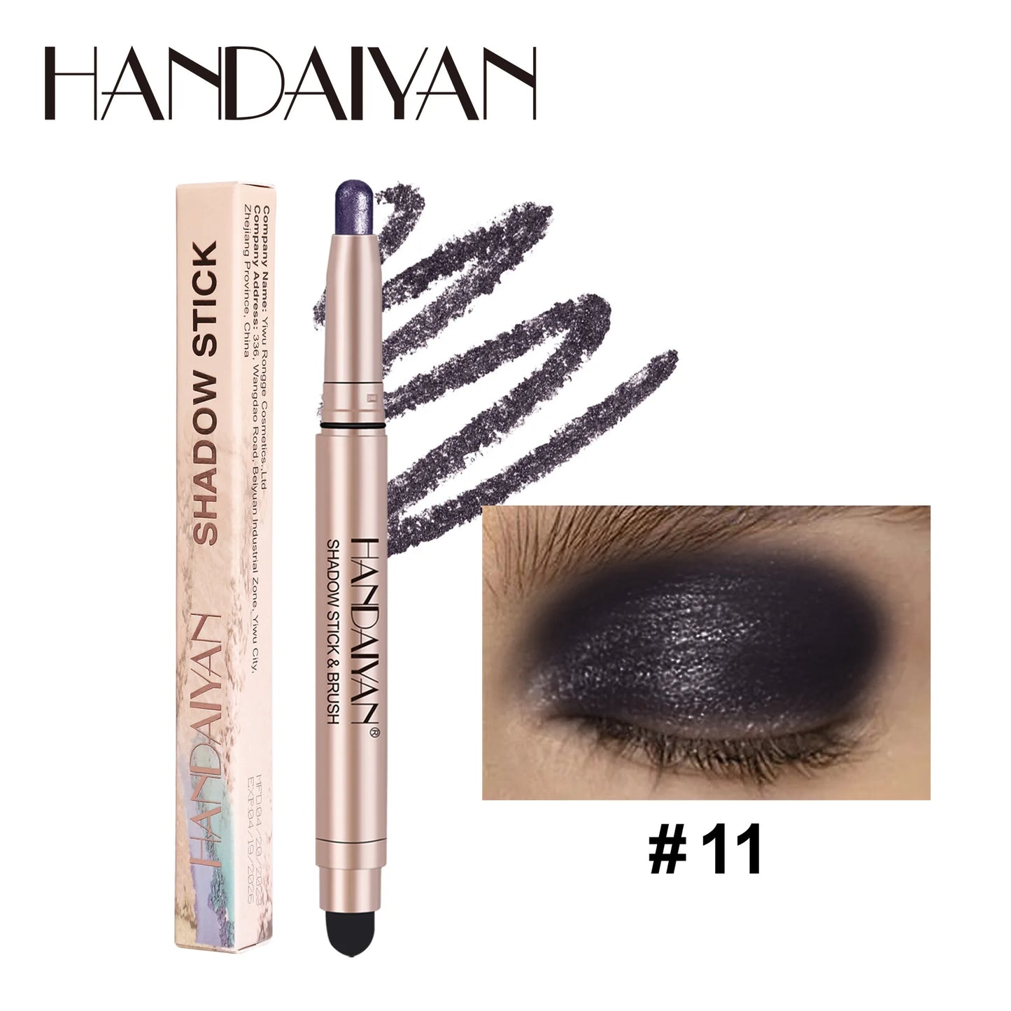 12 Colors Eyeshadow Stick Double Head Waterproof Long Lasting Metallic Shimmer Highlighter Cream Pen with Brush for Eyes