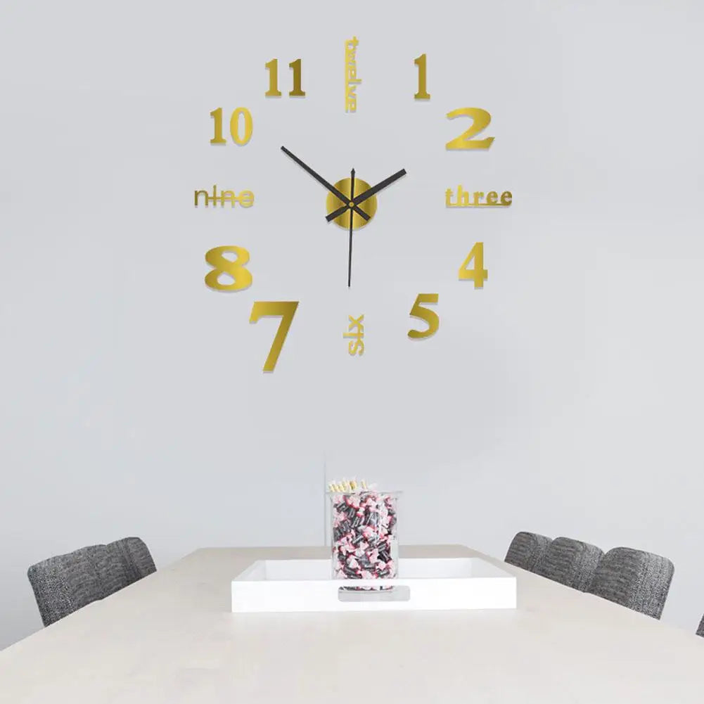 3D Luminous Wall Clock Frameless Acrylic DIY Digital Clock Wall Stickers Mute Clock for Living Room Bedroom Office Wall Decor
