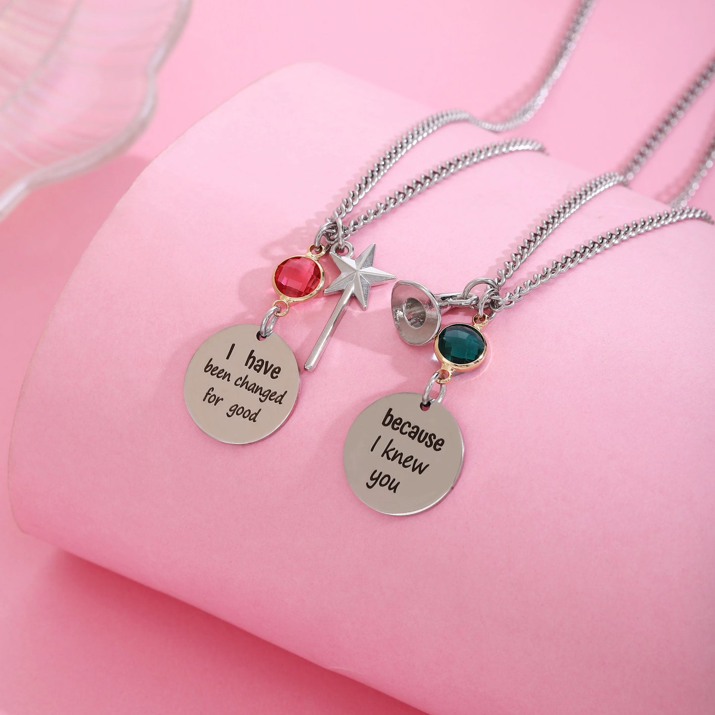 Wicked the musical Charm Necklace For Women Men Magic Wand Witch Hat Pendant Matching Couples Valentine's Day Gifts Jewelry