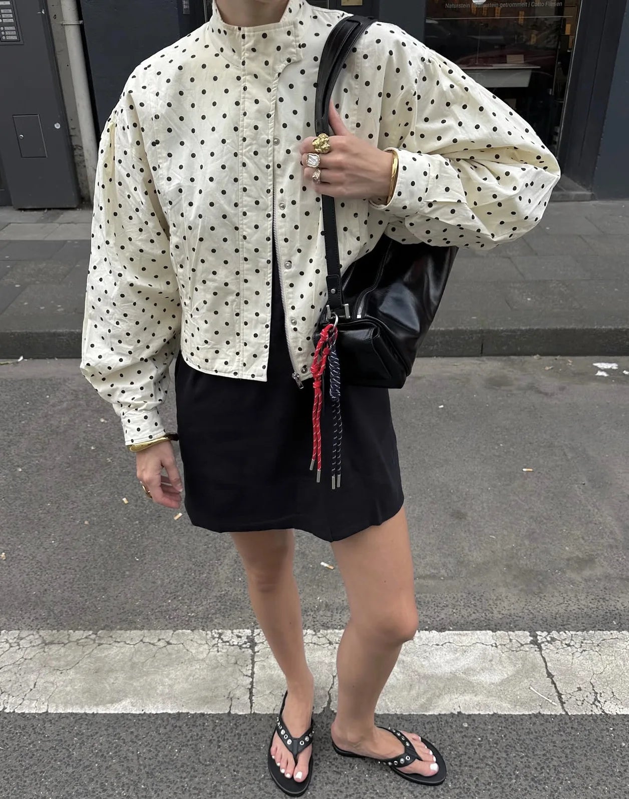 Tuularose Zipper Full Sleeve Short Polka Dot Printing Thin Jackets Women Casual Stand Neck Slim Coat Lady New Highstreet Outwear
