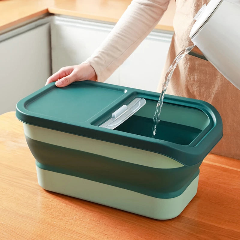 Collapsible Cat Dog Food Storage Container with Lid Folding Pet Food Container Airtight Sealing Box Kitchen Grain Storage Boxes