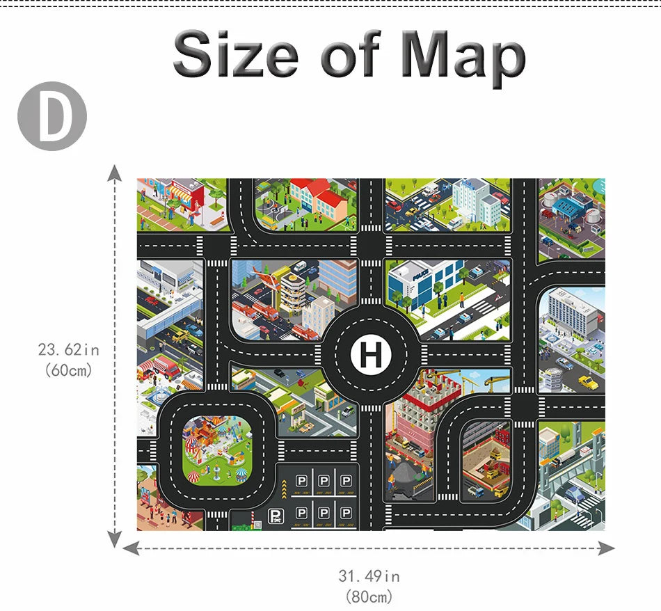 Large City Road Map DIY Scene Road Signs Car Parking Lot Game Children Playing Traffic Mat Climbing Carpets for Baby Toys Gifts