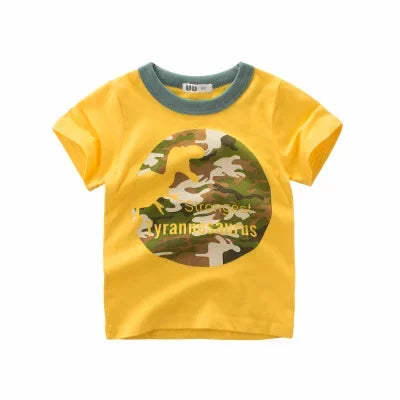 2-9 Years T Shirt Cartoon Animals Baby Kids Boys Girls Children Cotton Short Sleeves Summer Clothing Dinosaur Printing KF917
