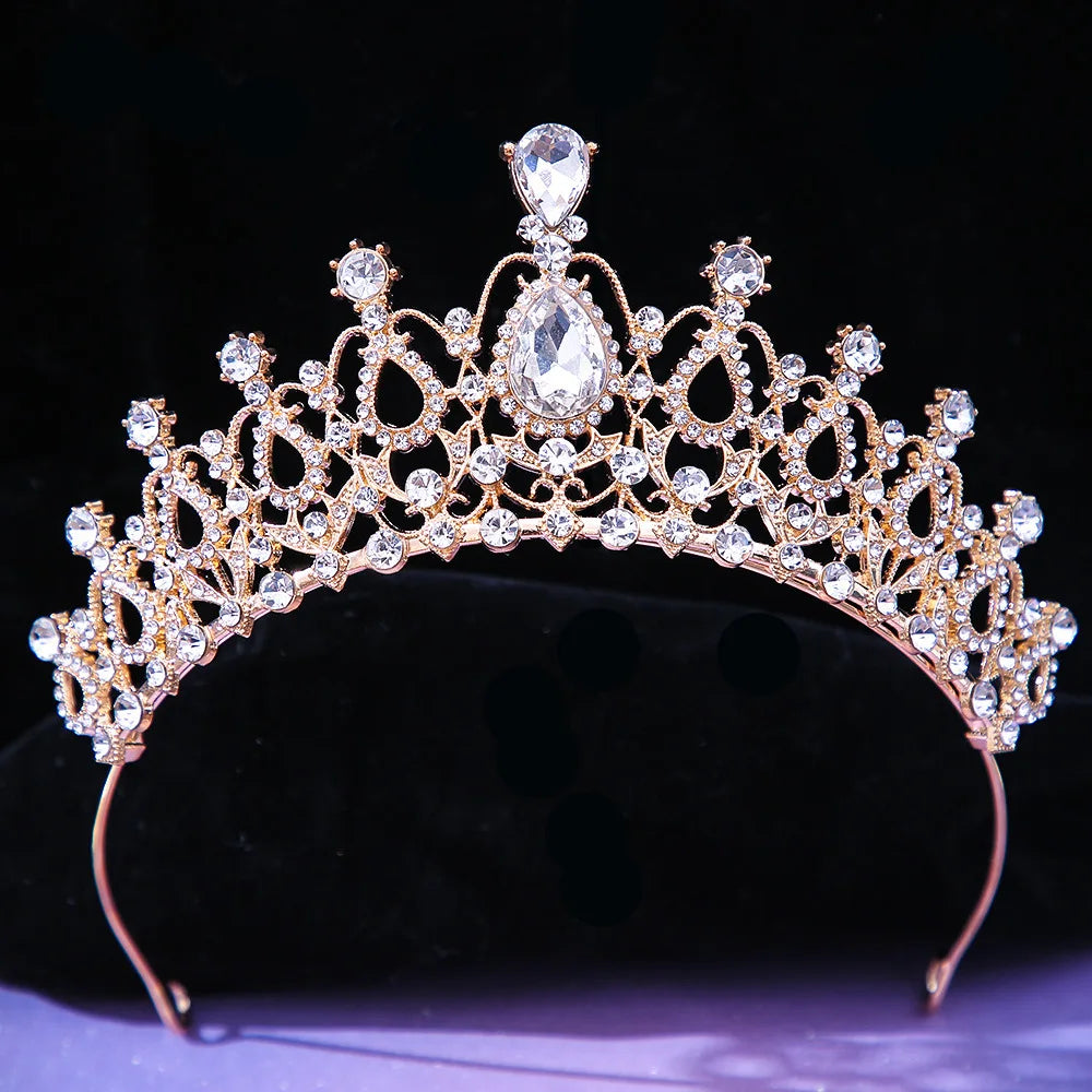 DIEZI Baroque Princess Queen Bridal Crown Purple Crystal Tiara For Women Wedding Vintage Crown Hair Dress Accessories Jewelry