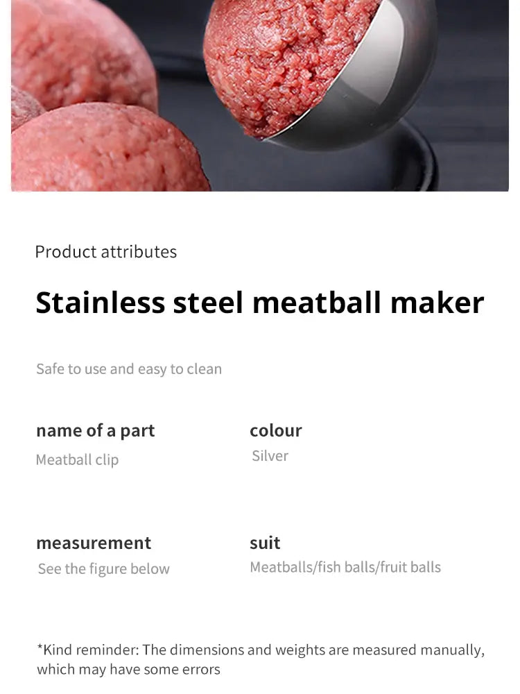 1 Set Of Meatball Maker Fish Ball Shrimp Ball Round Rice Ball Maker Stainless Steel Easy To Clean Kitchen Gadgets