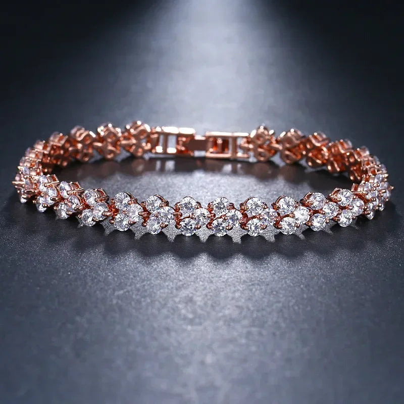 Luxury Hiphop Iced Out 4mm Cubic Zirconia Crystal Tennis Bracelets For Women Men Gold Color Silver Color Bracelet Chain Jewelry