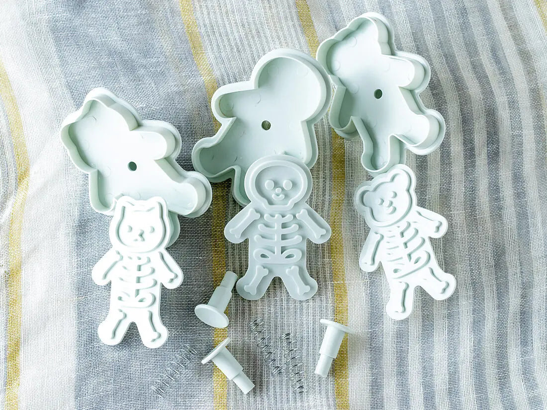 3Pcs Halloween Skull Cookie Cutter 3D Plastic Skeleton Gingerbread Man Biscuit Mold Fondant Pastry Cartoon Cake Decoration