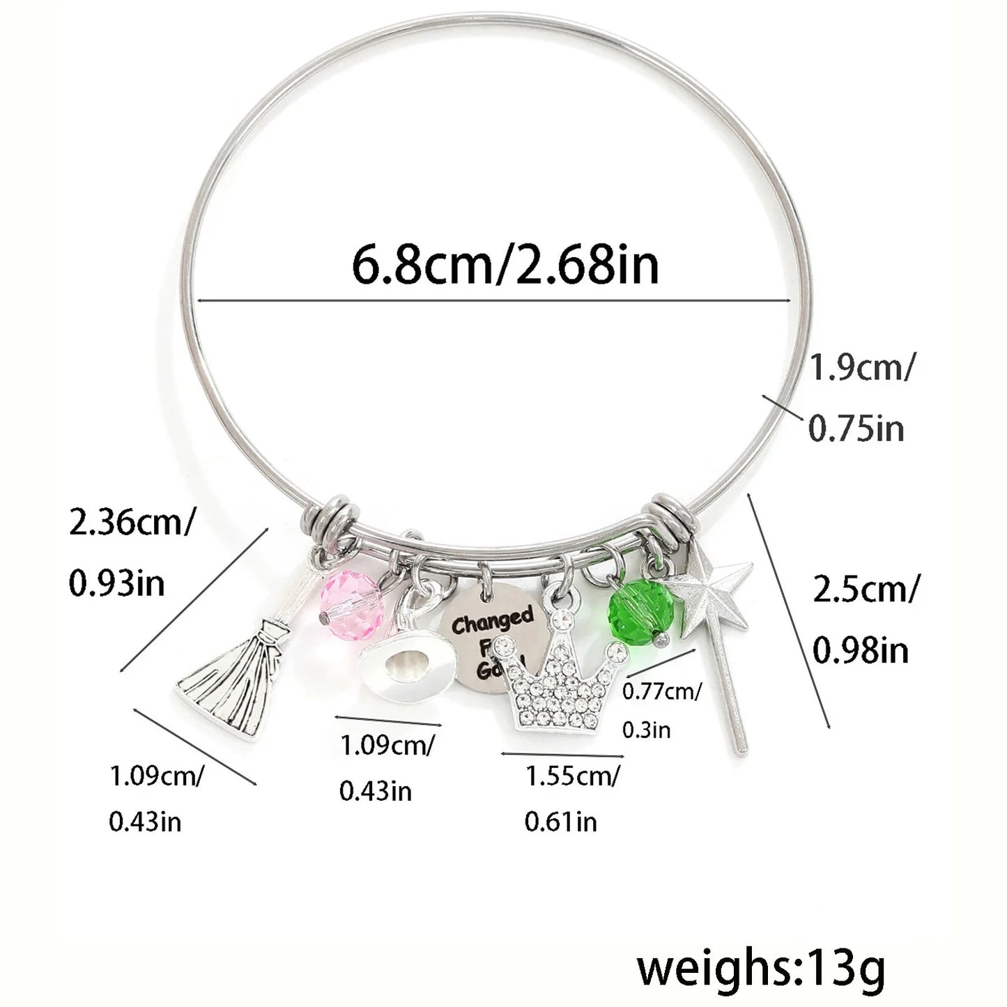 Wicked the musical Charm Necklace For Women Men Magic Wand Witch Hat Pendant Matching Couples Valentine's Day Gifts Jewelry