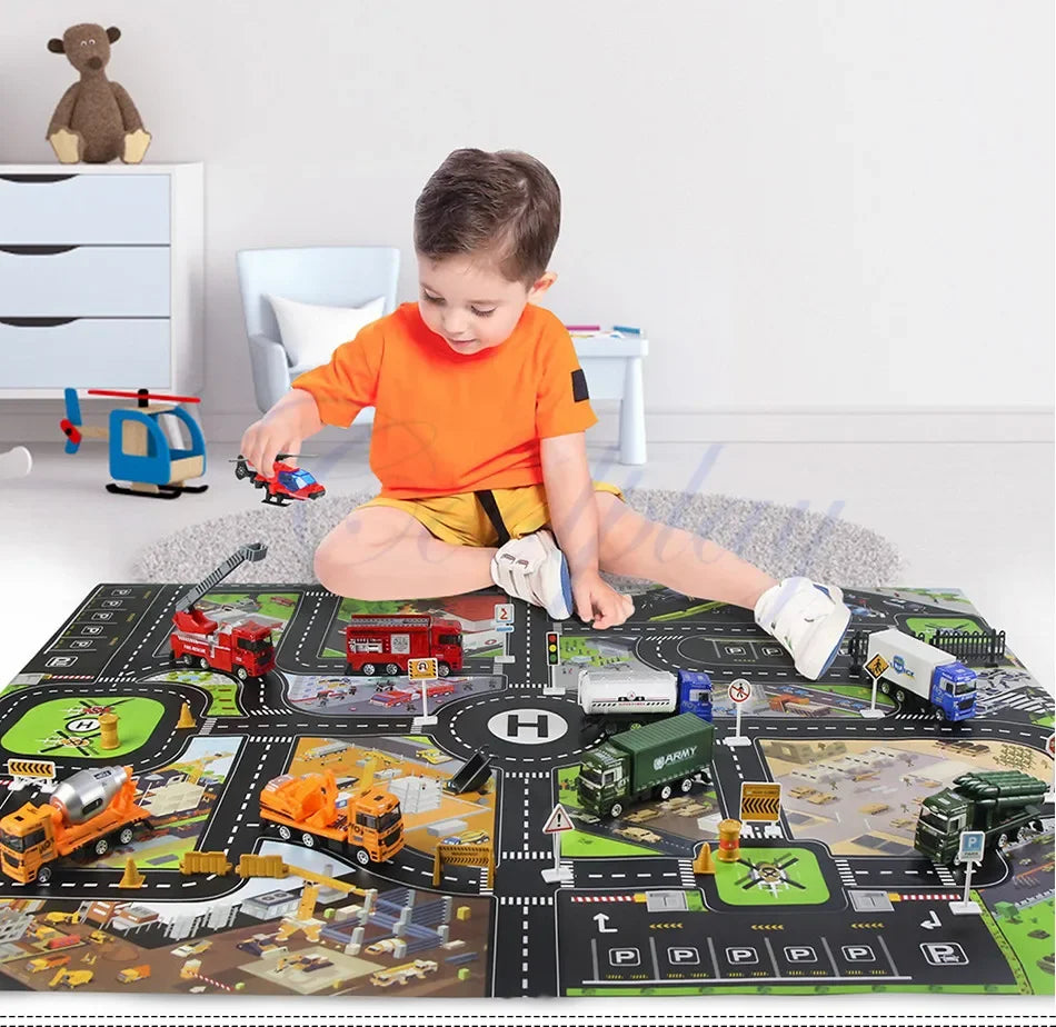 Large City Road Map DIY Scene Road Signs Car Parking Lot Game Children Playing Traffic Mat Climbing Carpets for Baby Toys Gifts