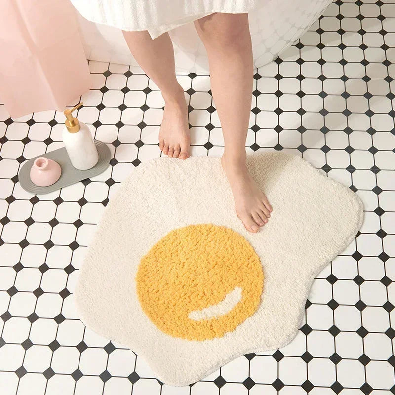 Cashmere Imitation Wool Poached Egg Rug for Bedroom Anti-slip Floor Mat Ins Nordic Doormat Soft Comfortable Door Home Carpet