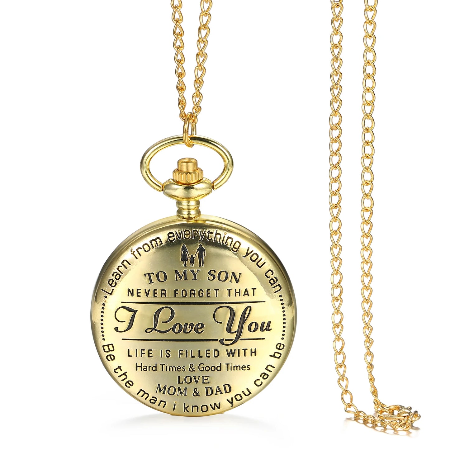 LANCARDO Quartz Pocket Watch Chain To My Son Necklace Fob Watches Men Children's Day Kids Boy Gift Present reloj de bolsillo