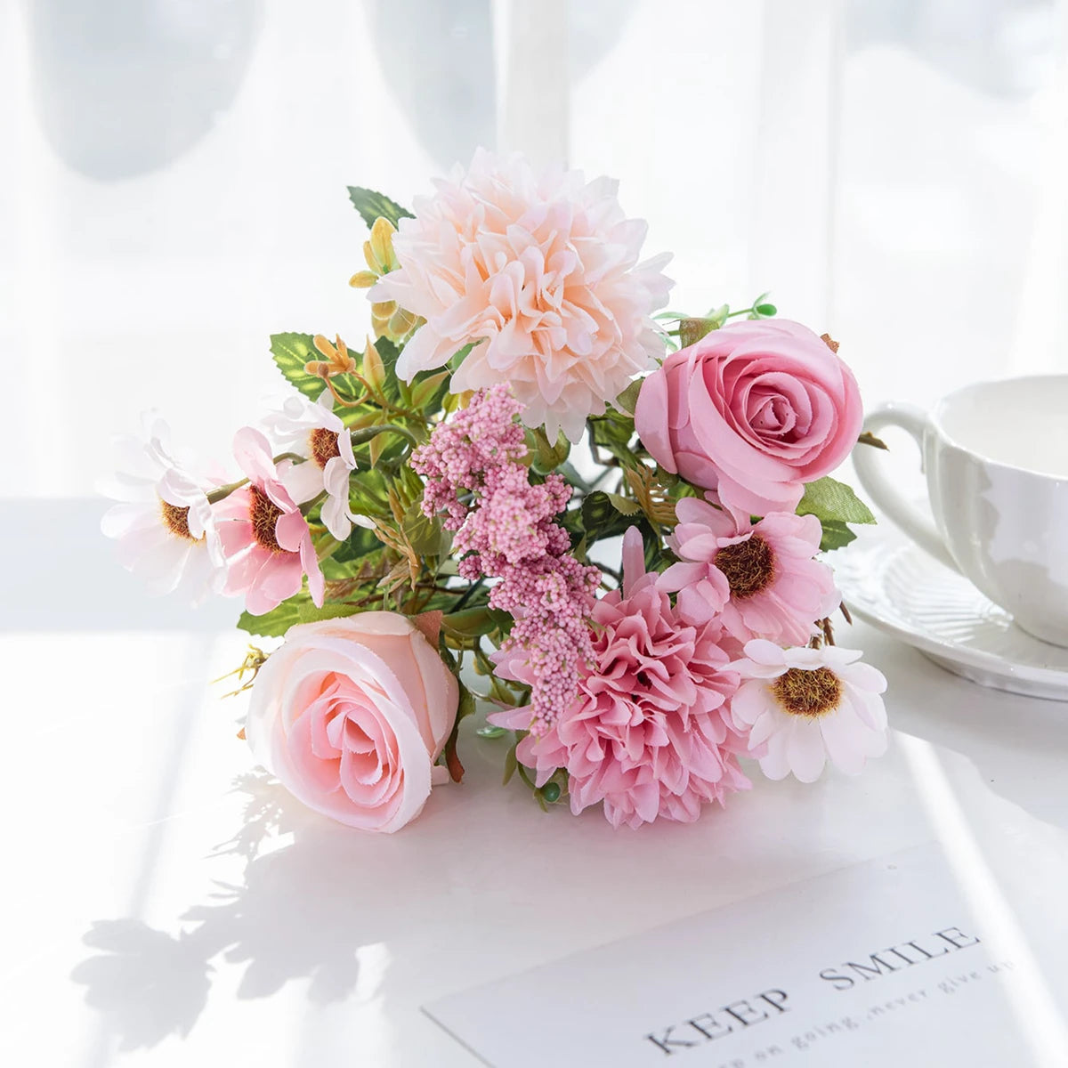 1PC Artificial Flowers Cheap New Year's Decoration Wedding Garden Peony Arch Christmas Home Fake Silk Rose Hydrangeas Vase for