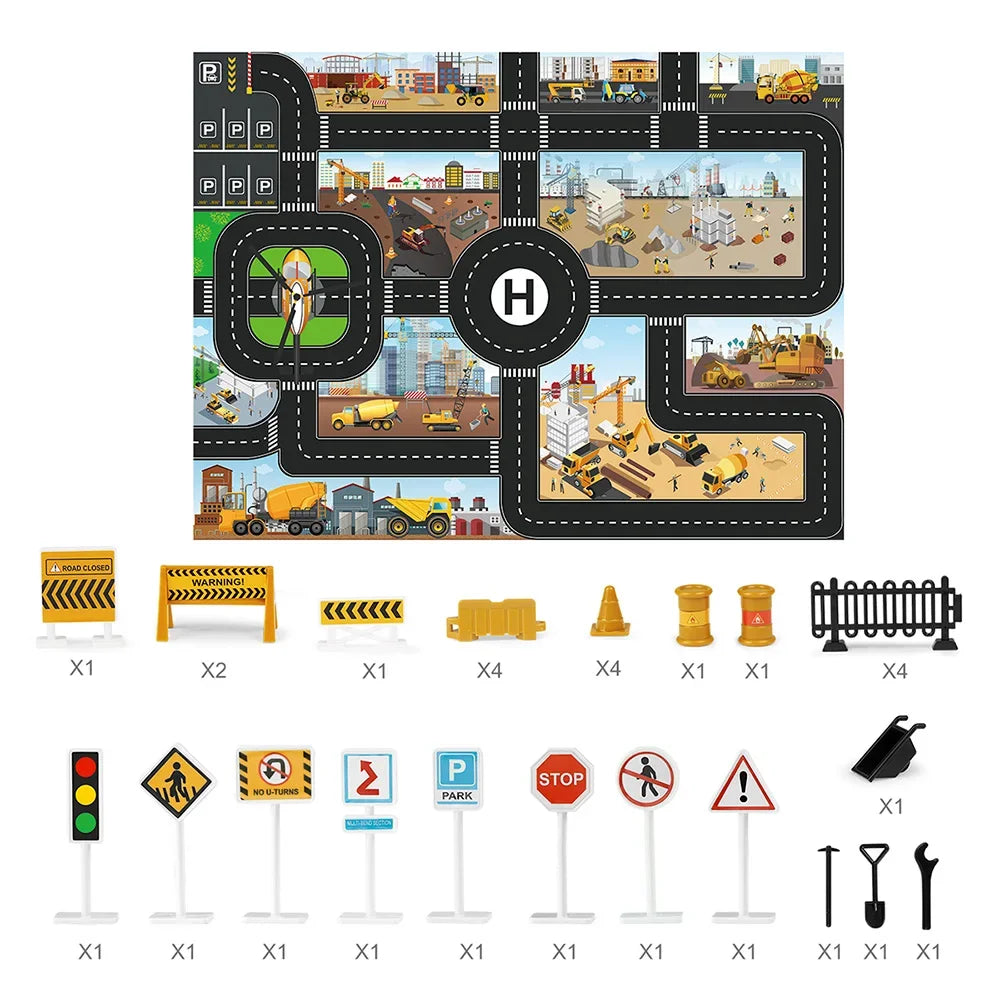Large City Road Map DIY Scene Road Signs Car Parking Lot Game Children Playing Traffic Mat Climbing Carpets for Baby Toys Gifts