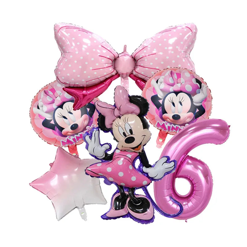 Minnie Mouse Birthday Party Decorate Girls Disposable Tableware Balloon Cups Plates Tablecloth Balloon Baby Shower Party Supply