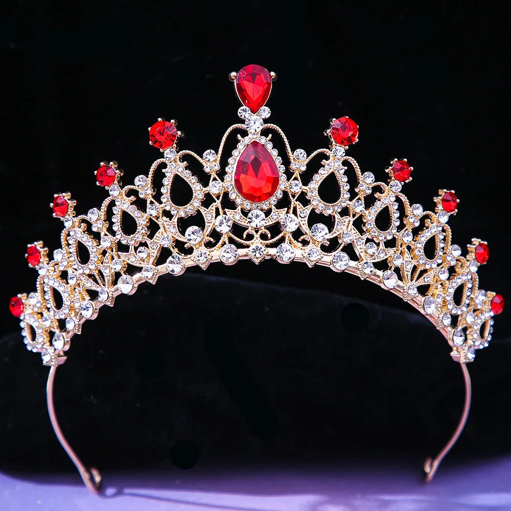 DIEZI Baroque Princess Queen Bridal Crown Purple Crystal Tiara For Women Wedding Vintage Crown Hair Dress Accessories Jewelry