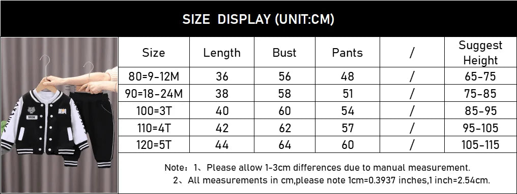 Spring Autumn Baby Boys Clothing Set Cartoon Letter Baseball Coat Pants 2Pcs Suit For 1-5 Years Kids Clothes Child Sport Outfit