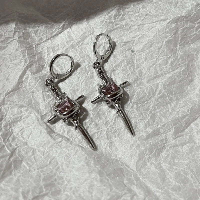 Irregular Heart Cross Earrings Women Design Senior Sense of Fashion Personality Earring 2023 Y2K Trendy Party Jewelry Gift