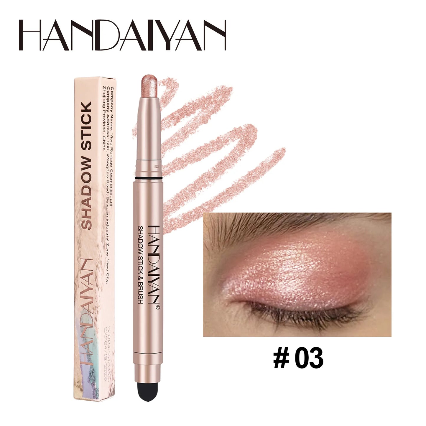 12 Colors Eyeshadow Stick Double Head Waterproof Long Lasting Metallic Shimmer Highlighter Cream Pen with Brush for Eyes