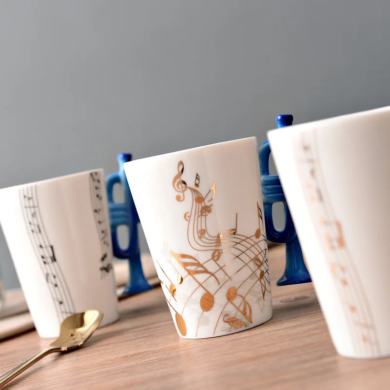 Novelty Music Note Cup Ceramic Guitar Coffee Mugs Personality Tea/Milk/Juice/Lemon Water Bottle Christmas Birthday Gift
