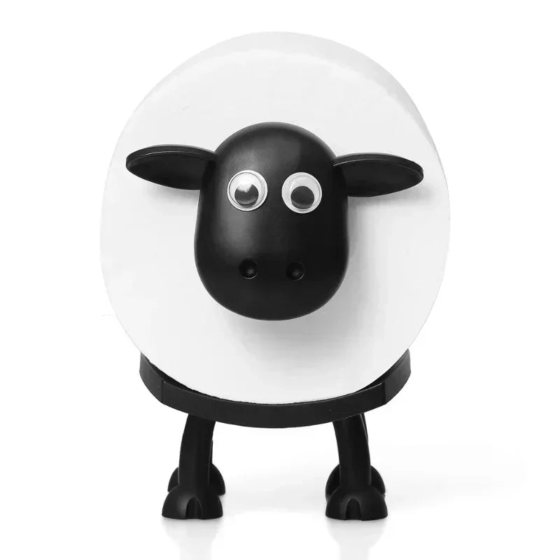 Sheep Toilet Paper Stand, Adorable Resin, Sheep Fabric Box, Stackable for Home, Bathroom, Vanity, Night Stand