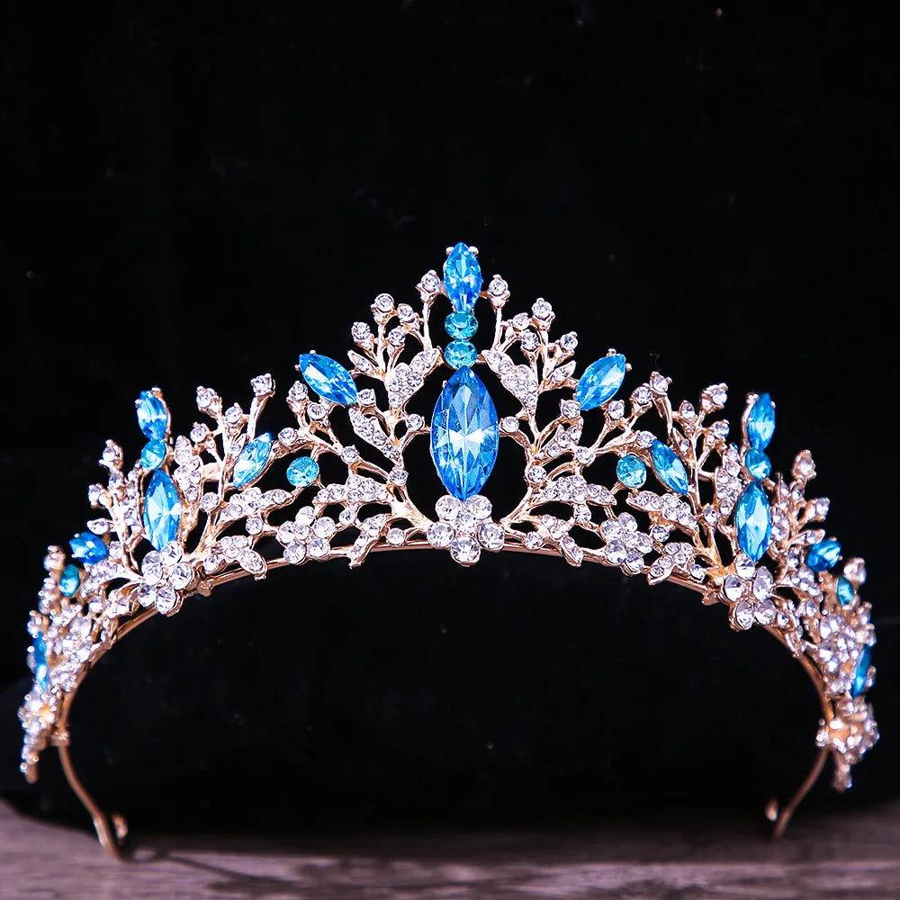 DIEZI Baroque Princess Queen Bridal Crown Purple Crystal Tiara For Women Wedding Vintage Crown Hair Dress Accessories Jewelry