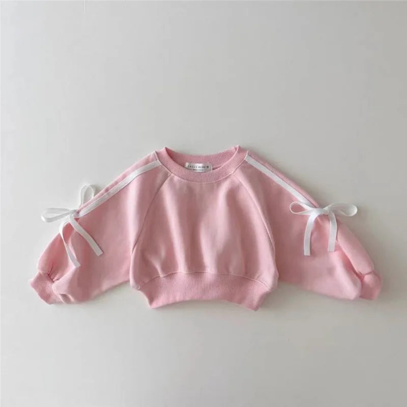 2024 Spring New Kids Clothing Sets Children Long Sleeve Suits Baby Girls Bow Sweatshirt+Pants 2Pcs Toddler Versatile Outfits
