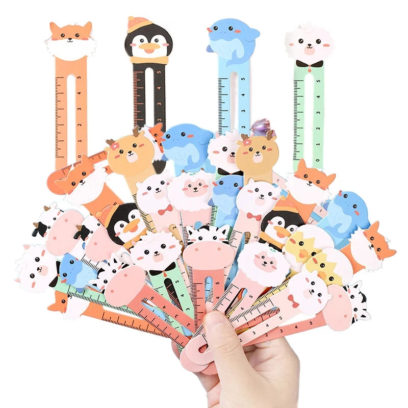 50-Pack Cartoon Animal Bookmarks, Dual-Purpose Bookmarks and Rulers for Office and School Use, Cute Bear and Kitten Bookmarks fo