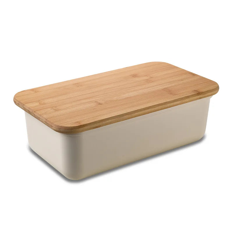 Bamboo Cover Storage Boxes Home Bakery Desktop Decor Organizer Kitchen Bread Box Dessert Snack Breadbasket Food Container