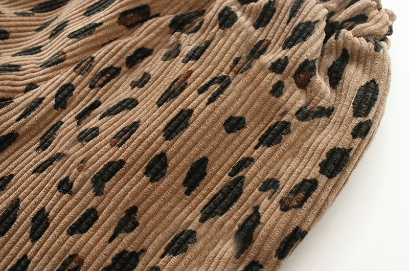 Korean Style Toddler Girls Corduroy Harem Pants 1-8Y Leopard Floral Print Autumn Winter Fleece-Lined or Thin Casual Pants