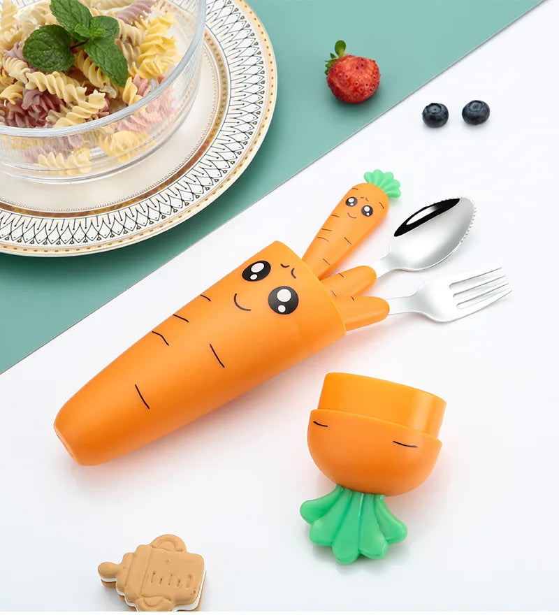 1/3PCS Baby Feeding Utensils Cartoon Fork Spoon Child Cutlery Set Kid Tableware Kitchen Gadgets Cake Vegetable Fork Teaspoon