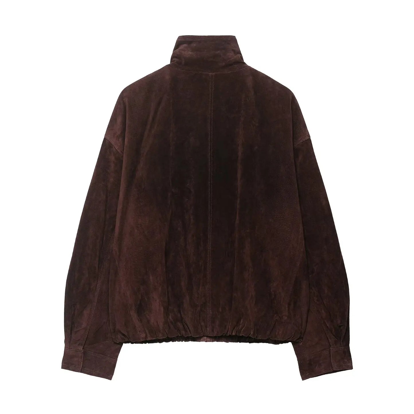 TRAFZA Women Autumn Casual Loose Coats Female Fashion High Collar Zipper Side Pocket Design Jackets Solid Street Style Coats