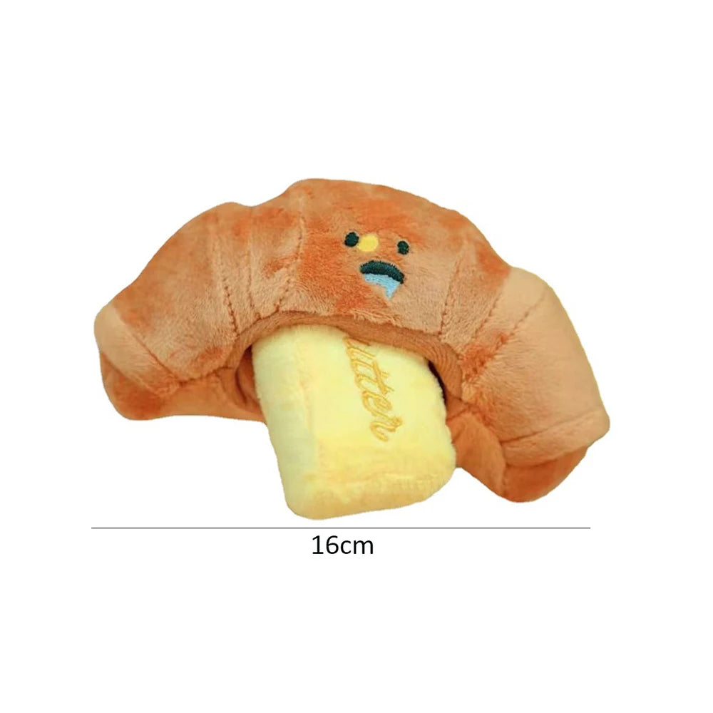 Hidden Food Sniffing Toy Squeaky Dog Toy Interactive Plush Toy Dog Chew Toy Pet Toys Croissant Bread Squeaking Sound Plush Toys