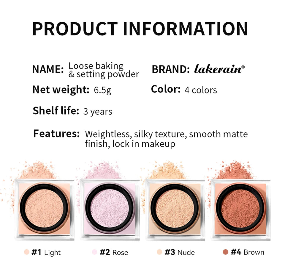 Loose powder makeup Loose Baking&Setting Powder Matte Waterproof Long Lasting Oil Control 4 Colors Loose Powder Makeup Cosmetics