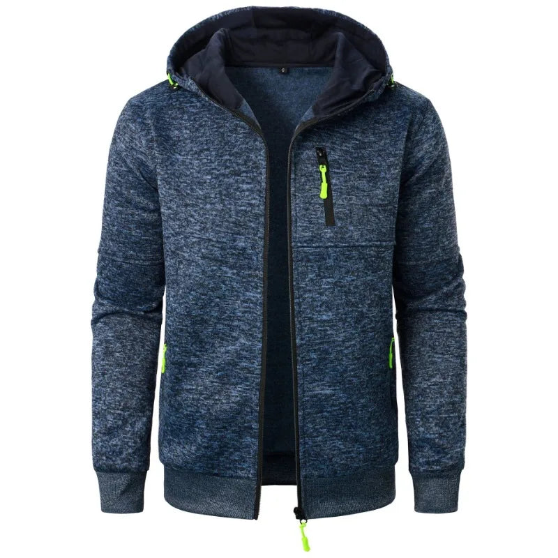 New Streetwear Men's Long Sleeve Sweatshirts for Men Zipper Hooded Oversize Winter Warm Jacket Coat Outdoor Tracksuit Men