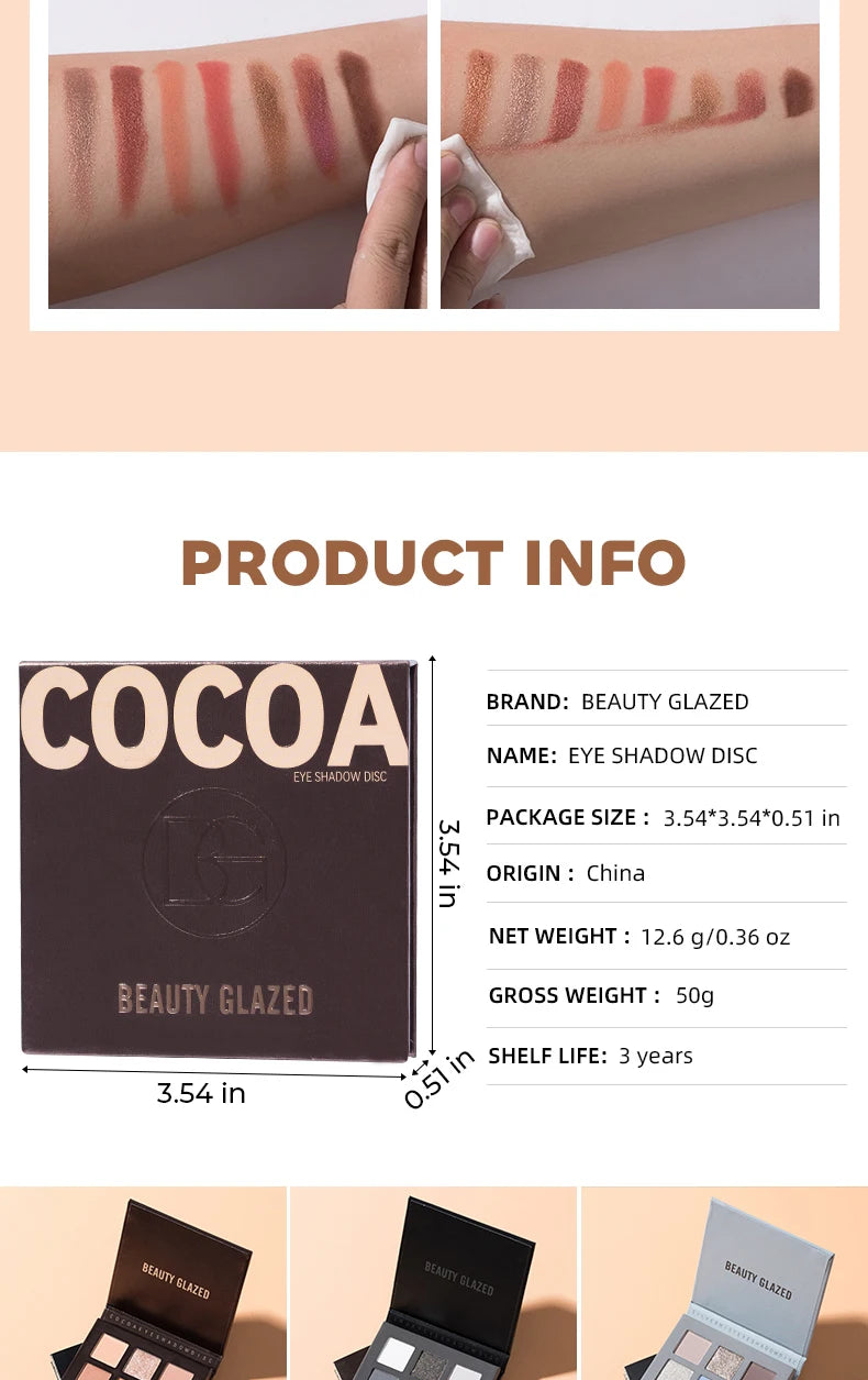 Beauty Glazed 9 Colors Eye Shadow Disc Makeup Palette Matte Shimmer Eye Pigmented Powder Make Up New Warm Earth Color Eyeshadow
