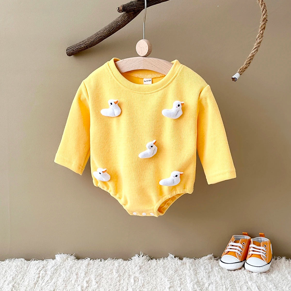 Infant Baby Dreieck Blase Strampler Jungen Mädchen Baby Herbst Sweatshirt Body Cartoon Ente/Pilz Nette Neugeborene Kleidung