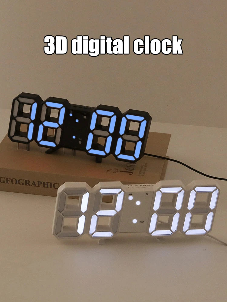 1PC 3d Digital Clock Creative Gift Multi-Functional Electronic Clock For Students With Large Screen Wall Mounted Clock