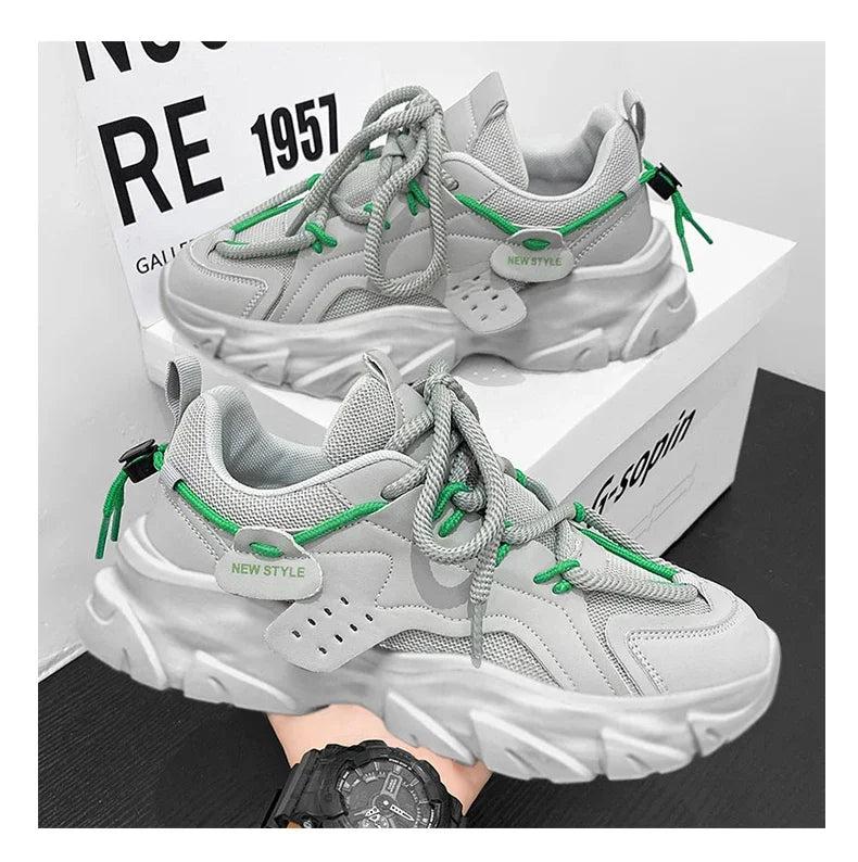 Men's Thick Sole Sport Shoes Simple Fashionable Casual Sneaker High Quality Rubber Plastic Male Athletic Shoes Chunky Sneakers