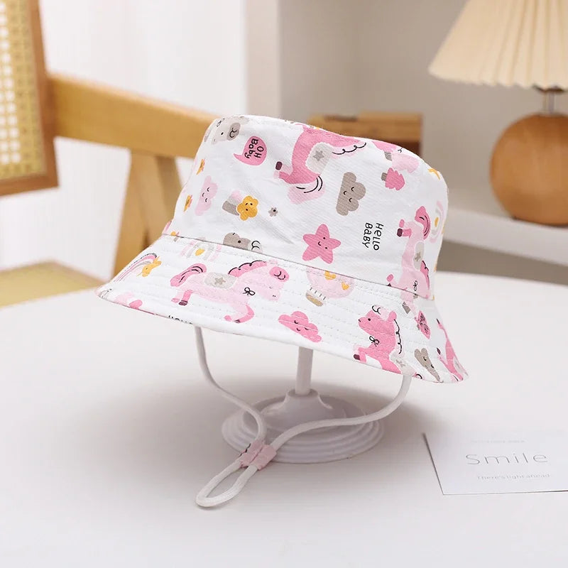 New Panama Summer Baby Sun Hat for Girls and Boys Beach Sun Cap Outdoor Children Bucket Hat Cartoon Autumn Kids Fisherman's Cap