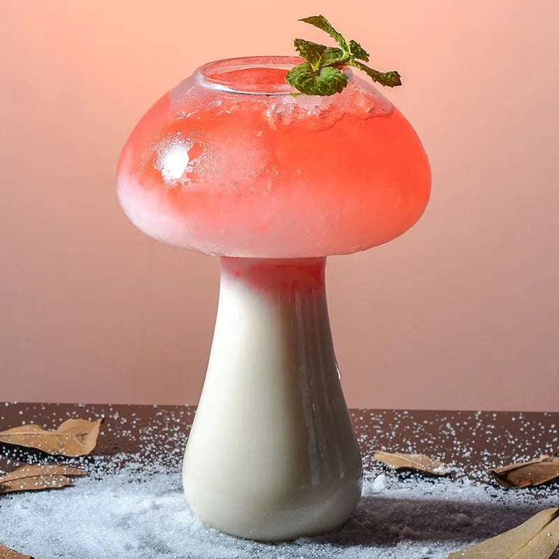 Mushroom Cocktail Glass Cup with Straw For drinks Beer Creative Clear Wine Glasses Coffee Cups Drinkware Bar Tool