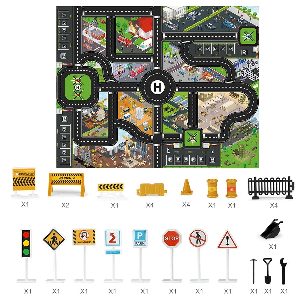 Large City Road Map DIY Scene Road Signs Car Parking Lot Game Children Playing Traffic Mat Climbing Carpets for Baby Toys Gifts