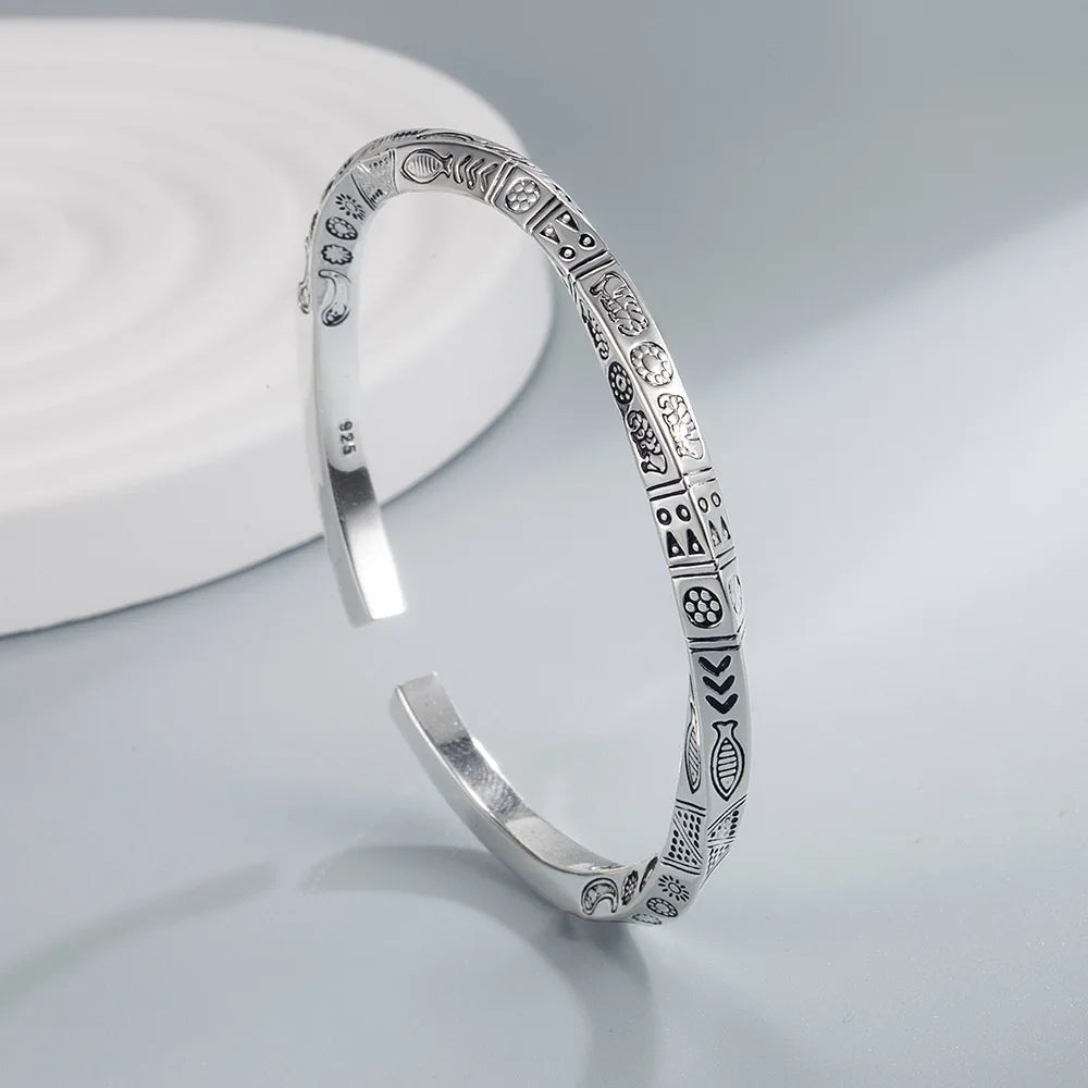 925 Sterling Silver Geometry Totems Open Bracelets Bangles For Women Luxury Designer Jewelry Gift Female GaaBou
